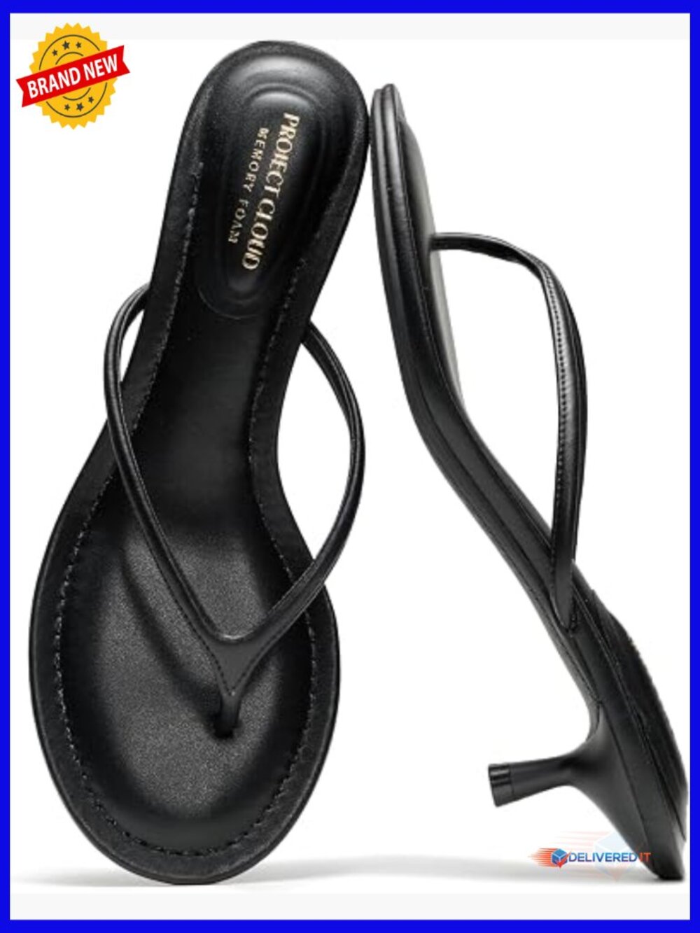 100% Genuine Leather Kitten Heels - Memory Foam Fashion Sandals - Lightweight